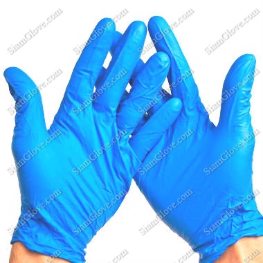 ถุงมือไนไตรสีฟ้าหนา 4, 5, 6 MIL